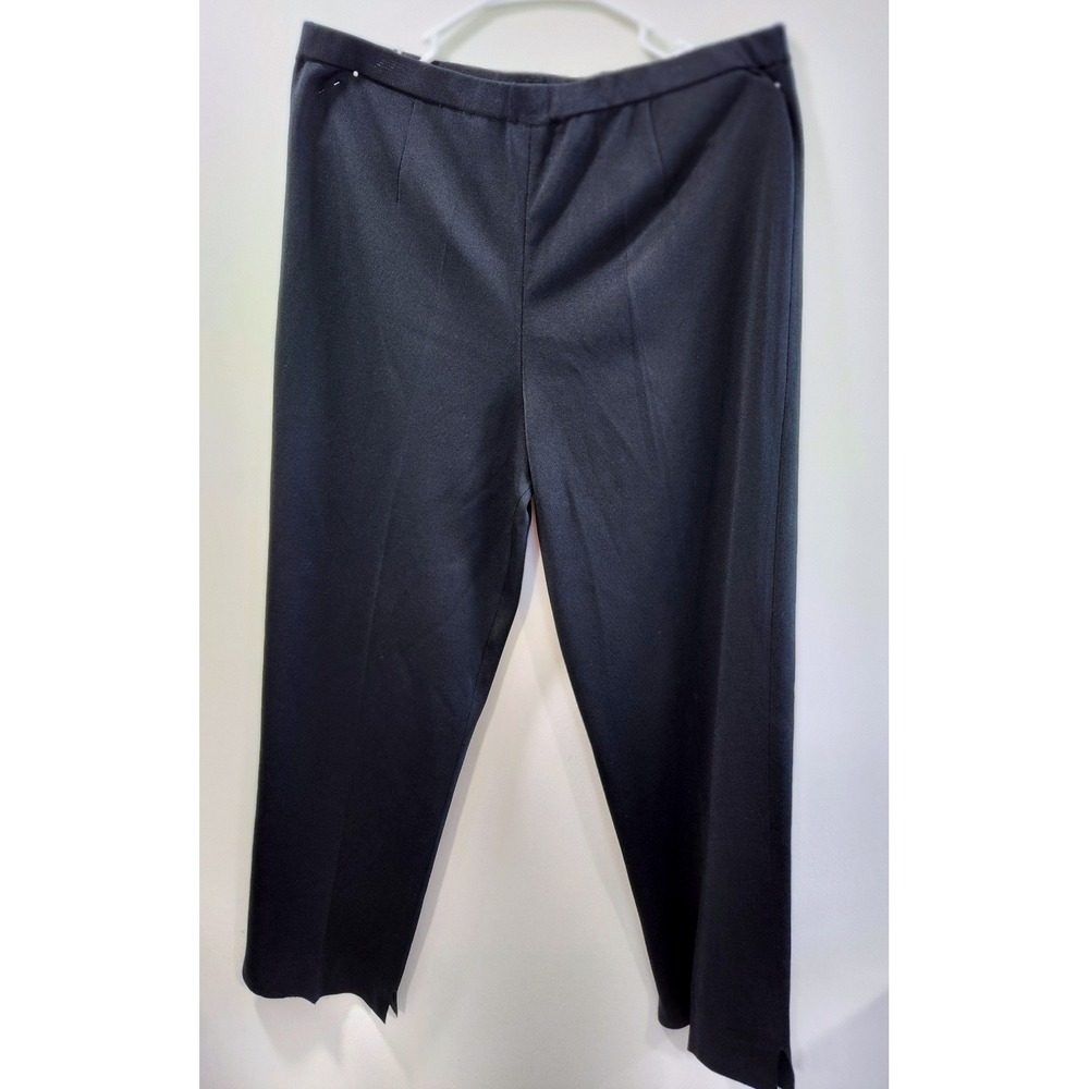 Ming Wang Black Knit Pull On Straight Leg Pants Side Slit Womens Large